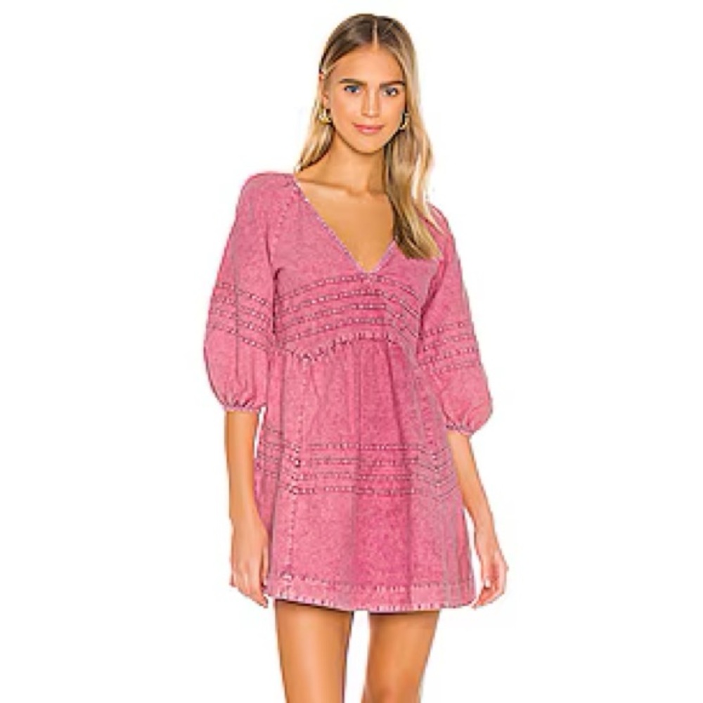 SOLD/Free People 100% cotton Sweet Surrender Mini Dress in Pink